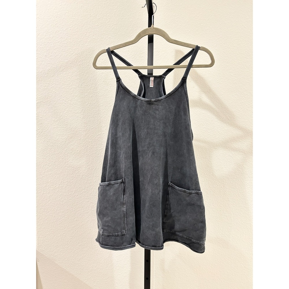New with Defect FP Movement Hot Shot Mini Dress Black Mineral Wash, Size XS